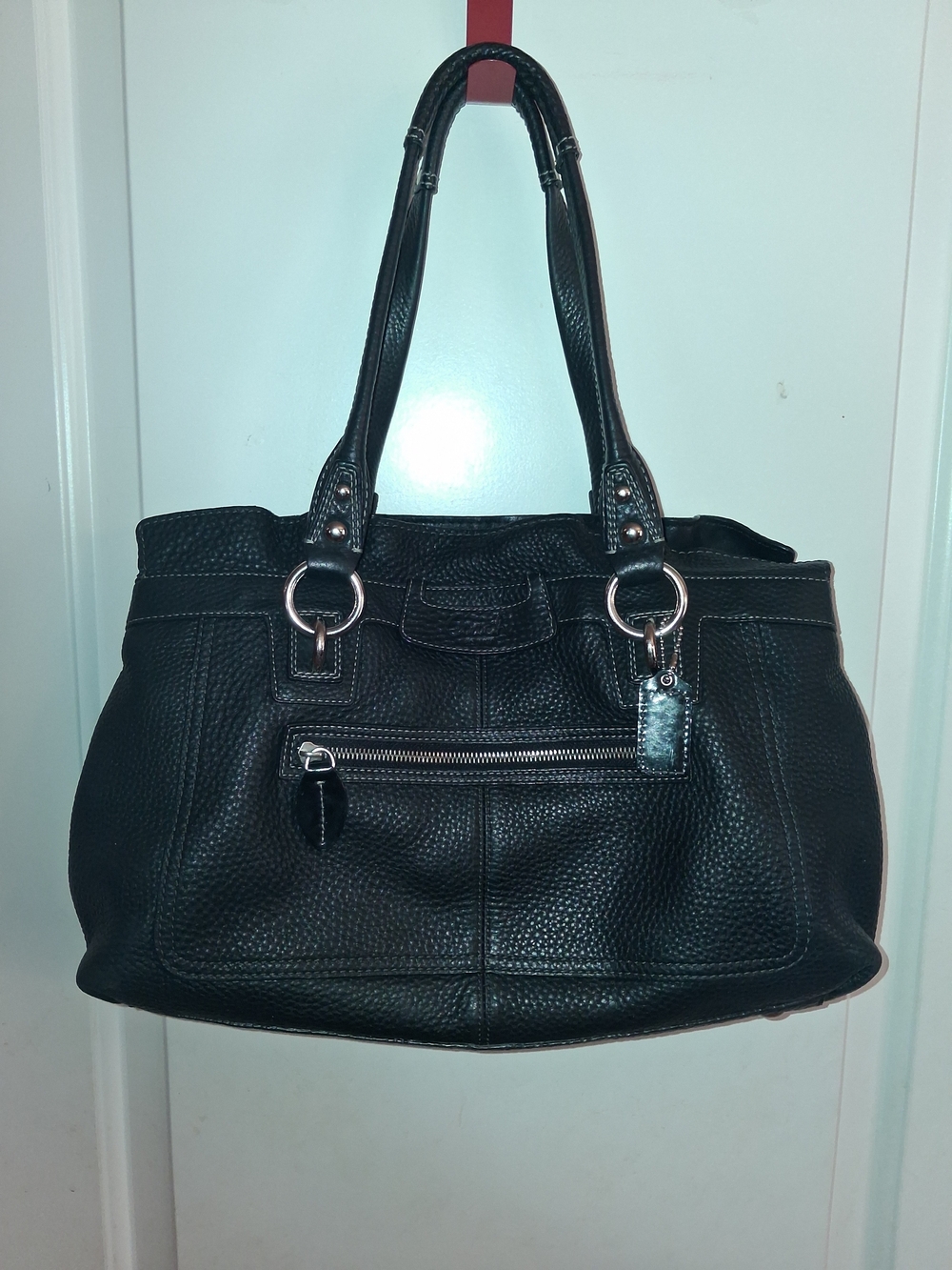 Coach Penelope Black Pebbled Leather Shoulder Bag
